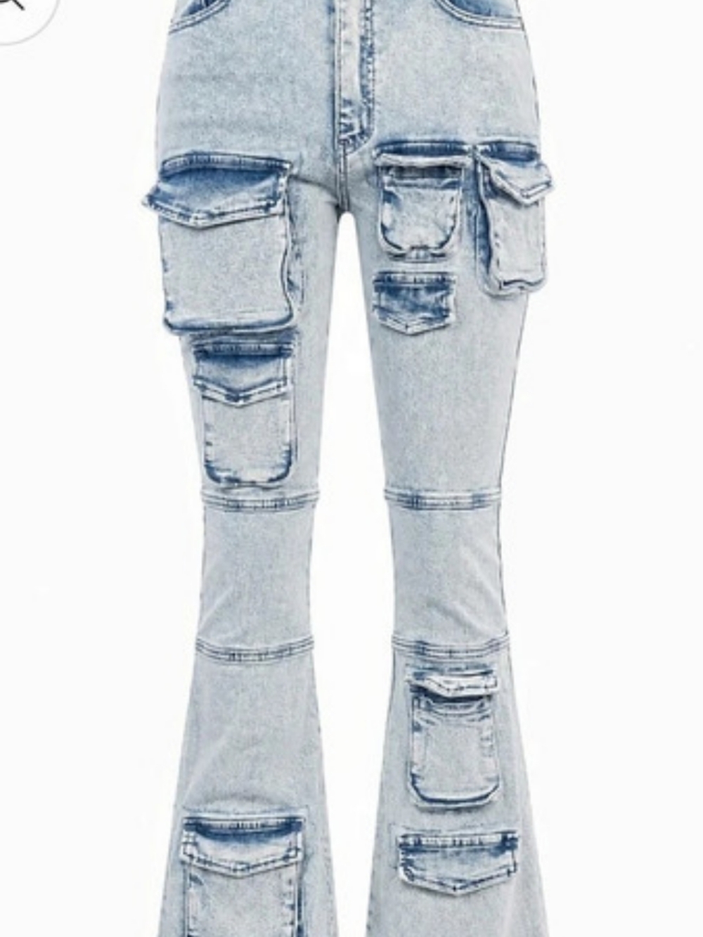 Redfox Women Sz Small Stacked Jeans w/Multi Pockets Concert Festival Streetwear